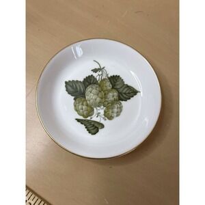 Royal Worcester Mathon Hop Pattern Butter Pat Dish 3.5" Gold Trim England